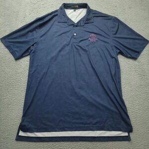 Peter Millar Summer Comfort Men's L Polo Shirt Blue Royal Links Golf Club Logo